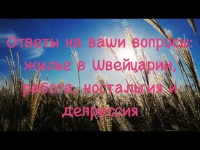 Жилье в Швейцарии, работа, ностальгия и депрессия