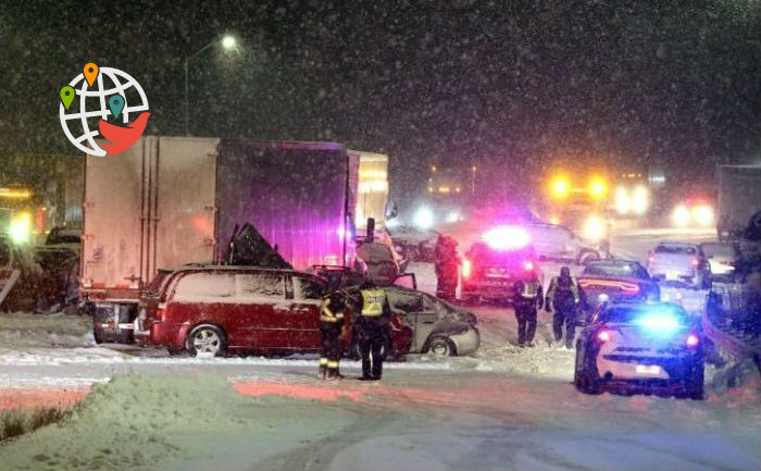 Гигантская авария в Онтарио: 40 машин столкнулись из-за ледяного шторма