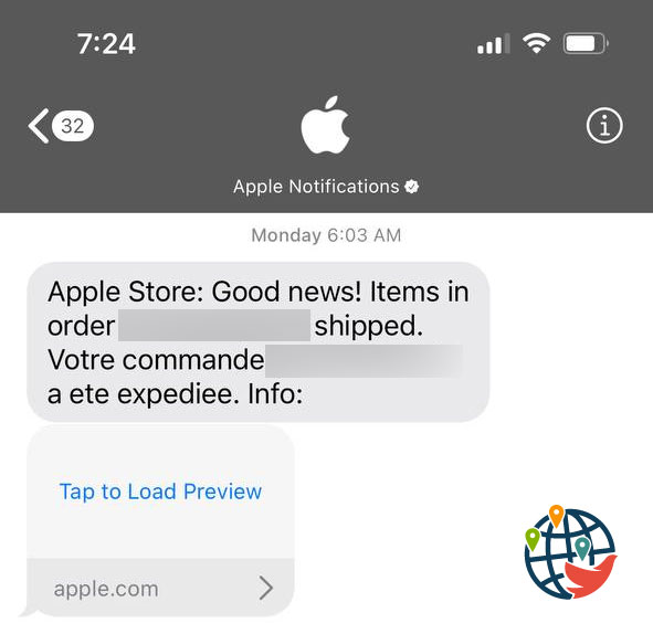 Подтверждение Apple от отправке товара